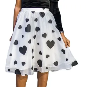 J.Crew Organza Heart Skirt Womens‎ 2 White Black A-Line Midi Romantic Coquette thumbnail 1
