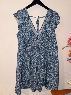 Ditzy Floral Dress Blue Size M thumbnail 2