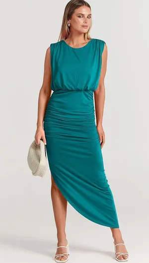 Women Summer Sleeveless Cocktail Dress Ruch Bodycon High Waist thumbnail 7