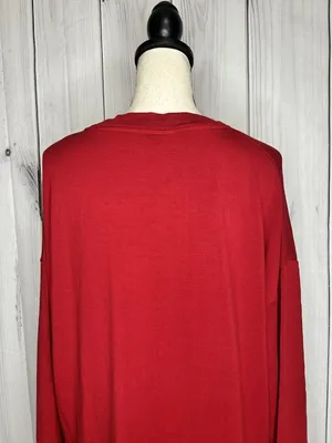 Athleta Coaster Luxe Sweatshirt Red Tencel Modal Pullover Sz L High Low Hem thumbnail 9