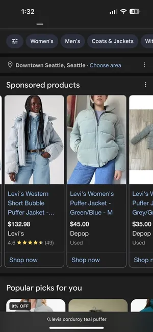 Levi’s Corduroy Puffer Jacket thumbnail 5