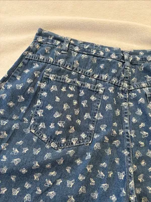 Vintage denim butterfly shorts size 18 32 Denim Floral Wrap Skort in Blue thumbnail 12