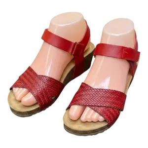 OTBT Red Leather Harriet Strap Wedge Sandal Euro Vacation Retro Boho Comfort 6M thumbnail 3