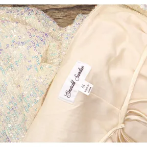 NWT Emerald Sundae Sequin Blouson-Sleeve Bodycon Mini Dress Cream Off White M thumbnail 8
