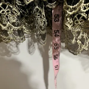 NWT POMANDER PLACE Black Lillith Maxi‎ Cocktail Dress w/ Gold Lace Size Large thumbnail 10