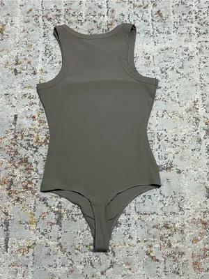 Spanx Suit Yourself Racerback Ribbed Bodysuit color smoke size Small thumbnail 4