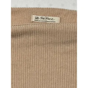 We The Free Free People Ribbed Puff Sleeve Pullover Sweater Beige Medium thumbnail 2