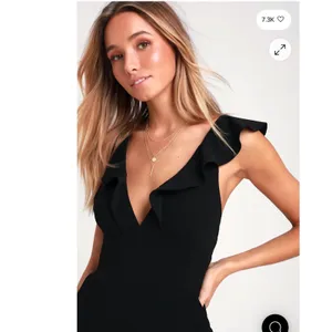Lulus Black Leilani Ruffled Jumpsuit V-Neck Tapered Leg Size Large Party thumbnail 2