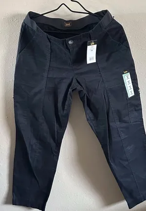 Lee Women's Straight Leg Flat Front Pants Button Accents Black Size 8 S thumbnail 1