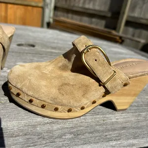 VERONICA BEARD Womens Suede Slip On Clogs‎ In Beige size 5 Hendrix Suede Buckle thumbnail 6