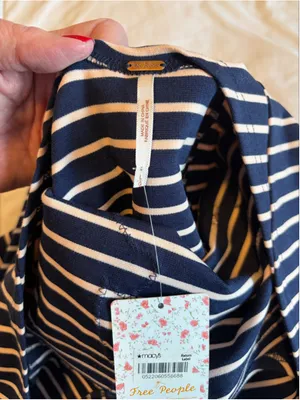 NWT Free People Nautical and Knotty Skater Dress Size Large Striped Lace S11 thumbnail 4