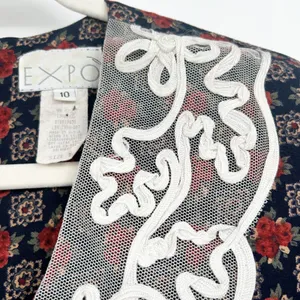 EXPO Womens Vintage 90s Floral Lace Collar Prairie Cottagecore Midi Dress‎ 10 thumbnail 5