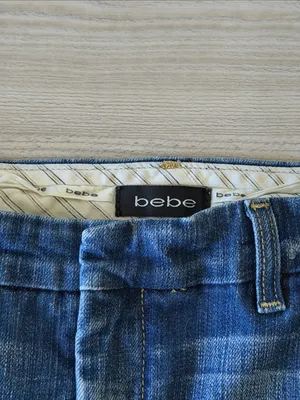 Vintage Y2K Bebe Denim Mini Skirt Low Rise Distressed Made In USA thumbnail 5