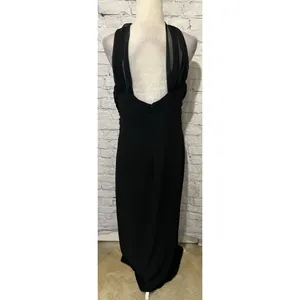 Vintage En Francais black sleeveless gown with a halter neckline Flowing Size 14 thumbnail 6