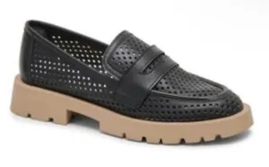New! Dolce Vita Malila Black NubuckLeather Loafer with Lug‎ Sole Sz 9 $140 thumbnail 1