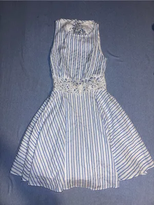 Altar’d State Loueanna Striped Eyelet Dress thumbnail 1