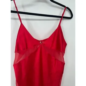 Vintage Y2K Victorias Secret Red Satin Mesh Babydoll Nightie‎ Gown Sexy Large thumbnail 3