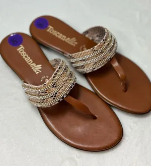 Toscanella‎ Women's Tan Beaded Thong Sandals size 8.5 thumbnail 1