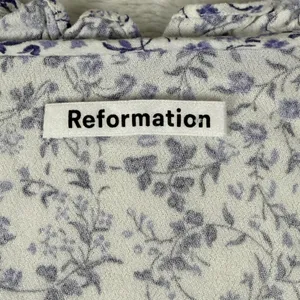 Reformation Blue White Floral Ruffle V Neck Long Sleeve Blouse Size M thumbnail 2