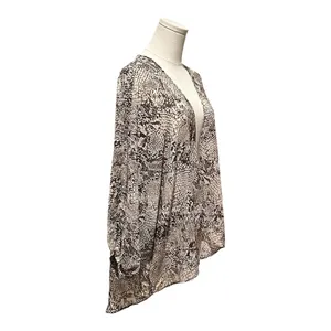 Vince Camuto Snakeskin Print Open Front Chiffon Cardigan thumbnail 2