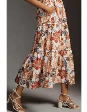 NWT Anthropologie Maeve Somerset Maxi in Botanical Floral Print Cotton Dress XS thumbnail 3