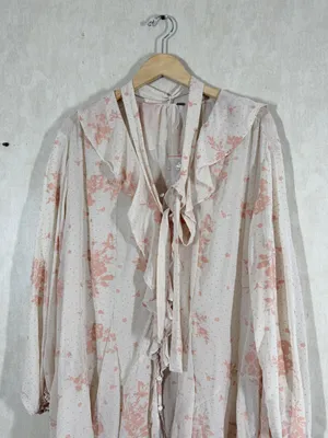 Free People Women’s Dreamland Printed Tunic Top Semi-Sheer in Floral Print L thumbnail 6