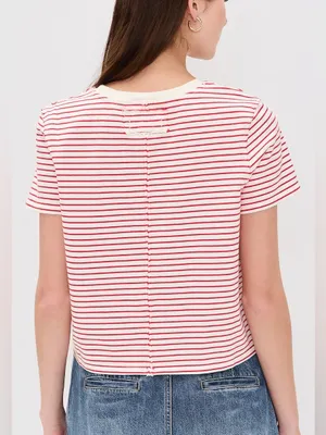 Free People We the Free Red and White Striped Everyday Tee thumbnail 4