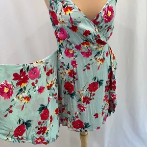 YUMI Kim Light Blue Floral‎ Faux Wrap Mini Dress thumbnail 5