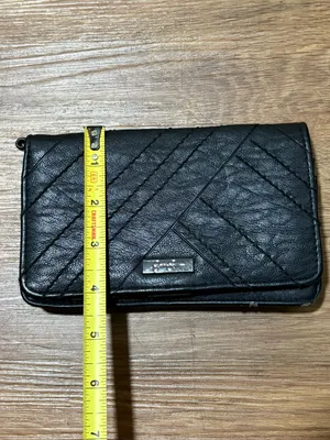 Jessica Simpson Black Checkbook Wallet Leopard Print Interior Faux Leather thumbnail 9