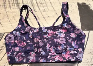 Athleta Purple Floral Sports Bra thumbnail 1