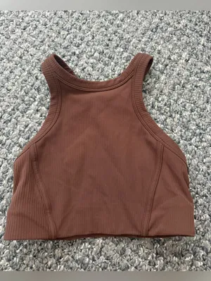 lululemon athletica Ribbed High-Neck Crop Sports Bra in Brown thumbnail 2