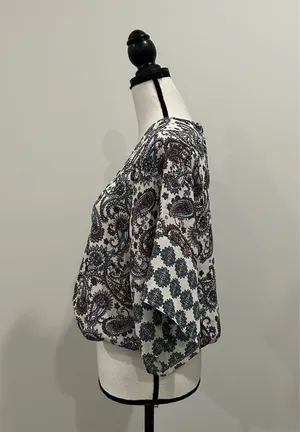 OLM Paisley Surplice Blouse Multiple Size M thumbnail 2