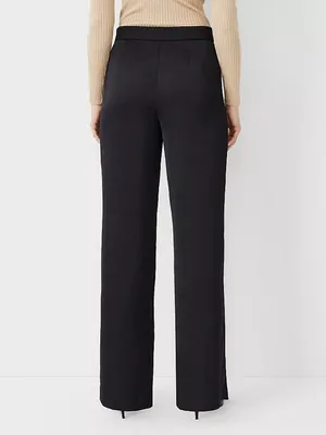 NWT Ann Taylor Size 12 12x32 Black Satin Wide Leg Dress Pants NEW thumbnail 2