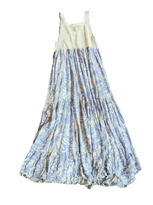 Intimately Free People Purple Cream Floral Tiered Maxi Dress Swing X-Small thumbnail 7