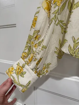 By Anthropologie Long-Sleeve Floral Button-down Peasant Blouse thumbnail 7