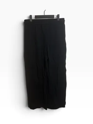 Halara Black High Waisted Drawstring Pocket Wide Leg Baggy Casual Linen-Feel Pan thumbnail 4