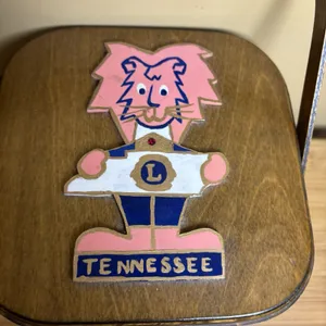 Caro-Nan Hand Painted Wooden Basket Purse‎ Tennessee Lions Club Logo Vintage thumbnail 3