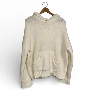 PILCRO Anthropologie‎ Cream Chunky Knit Oversized Hoodie Sweater Women Large thumbnail 7