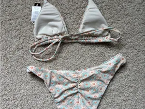 Dippin' Daisy's Floral Triangle Bikini in Light Blue and Peach thumbnail 4