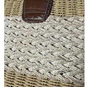 Vintage Coldwater Creek Woven Straw Shoulder Bag Brown Heart Medallion thumbnail 10