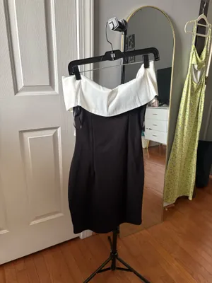 Black and white bow cocktail graduation dress thumbnail 4
