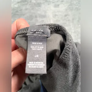 Aerie Gray and Blue Women's hi-rise Swim Bottom large thumbnail 7