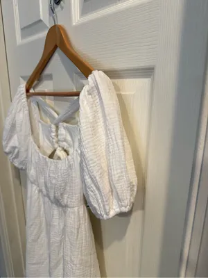 Princess Polly White Milkmaid Open Back with Tie Mini Dress thumbnail 4