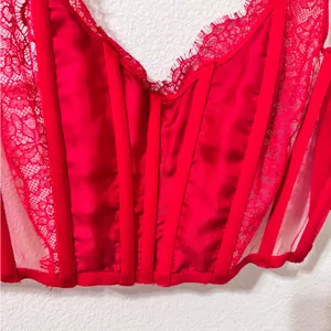 Victoria’s Secret Dream Angels Red Lace Corset Top Romantic Lace Size S thumbnail 8