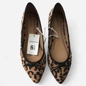 NWT Leopard animal print ballet ballerina flats bow detail pointed toe-6.5 #coquette thumbnail 1