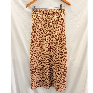 Free People Leopard‎ Print Midi Skirt US 4 Fall Slip Lightweight thumbnail 5