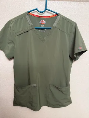 Dickies Scrub Top Olive Green thumbnail 1