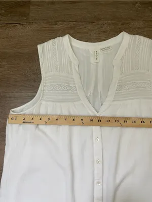 Anthropologie Meadow Rue Sleeveless Blouse Size 14 White Romantic Boho Lace thumbnail 12