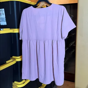 Zenana NWOT Lavender Babydoll Tunic Top Size Small V-Neck Empire Waist Oversized thumbnail 6