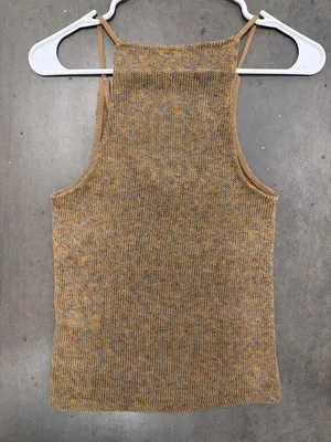 Zara V Neck Sleeveless Rustic Top Brown Womens Size Small thumbnail 5